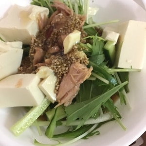 水菜・きゅうり・豆腐・ツナのサラダ
